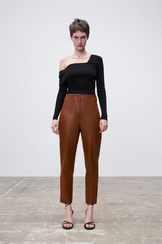 FAUX LEATHER HIGH-WAISTED PANTS