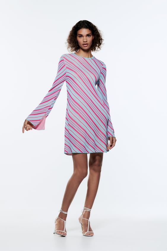 STRIPED KNIT DRESS