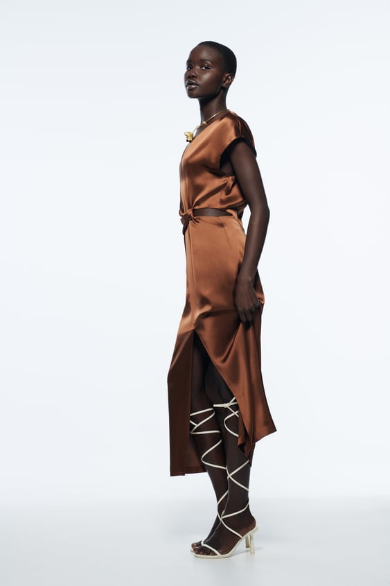 SATIN EFFECT CUT OUT DRESS