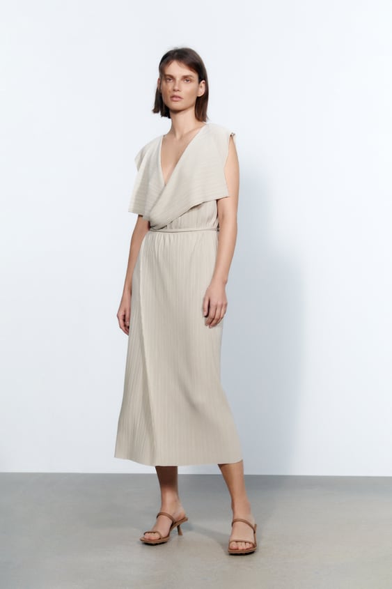 PLEATED MIDI DRESS