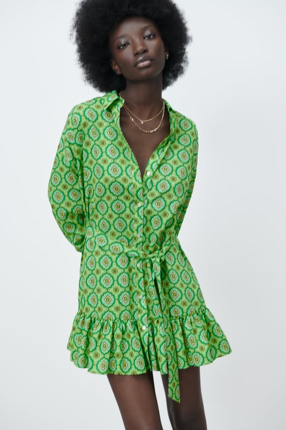 GEOMETRIC PRINT SHIRT DRESS