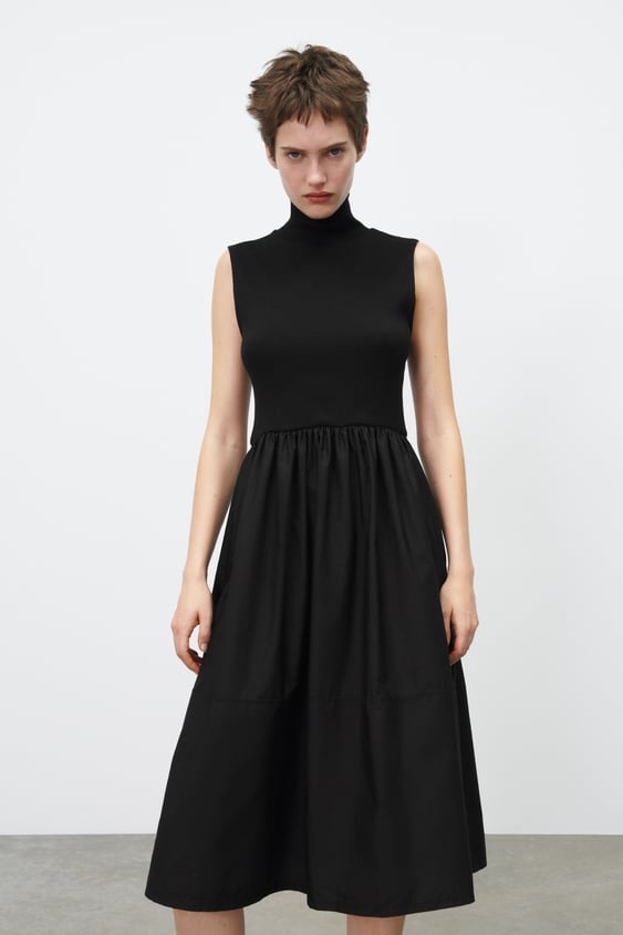 CONTRASTING MIDI DRESS
