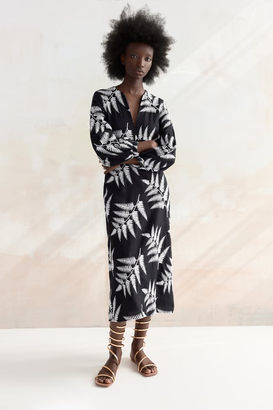 EMBROIDERED LINEN DRESS