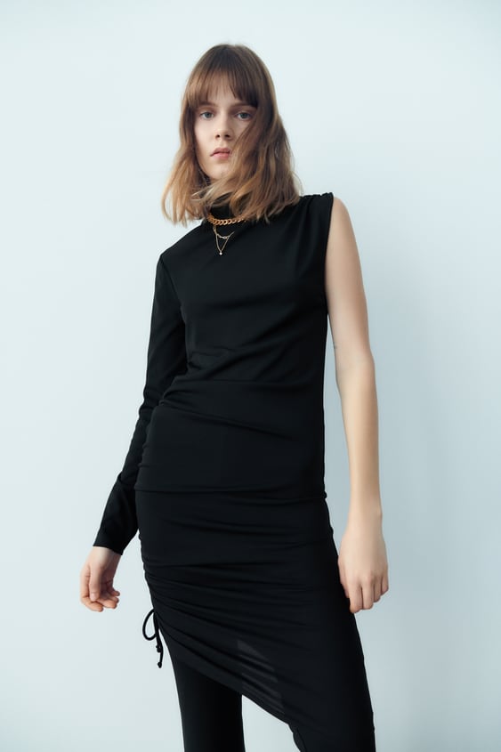 ASYMMETRICAL DRESS WITH RUCHING