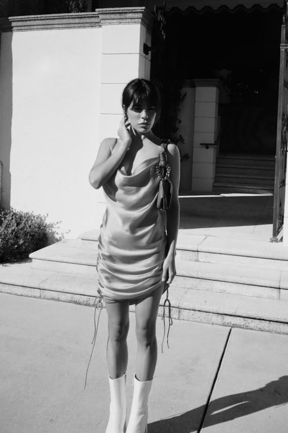 DRAPED SATIN EFFECT DRESS