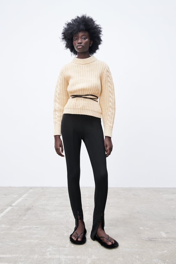 SLIT RIBBED LEGGINGS