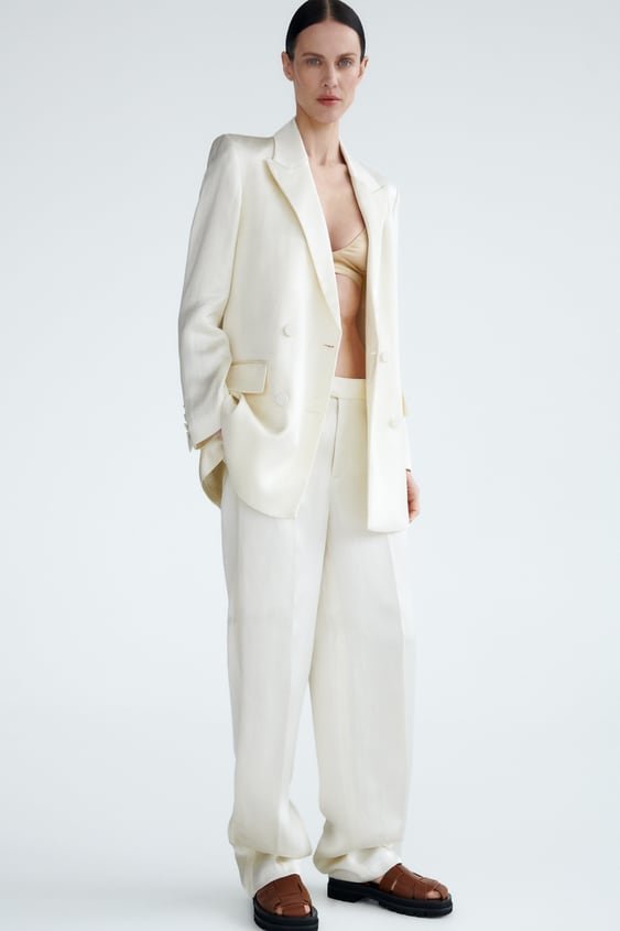 THE MASCULINE LOW RISE SATIN EFFECT PANTS