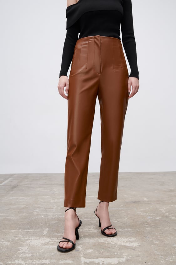 FAUX LEATHER HIGH-WAISTED PANTS