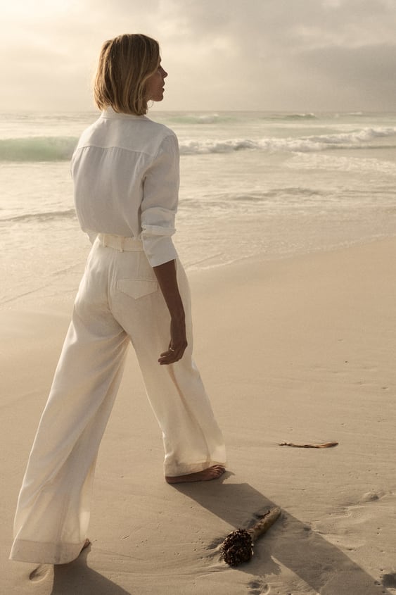 WIDE LEG SATIN EFFECT PANTS