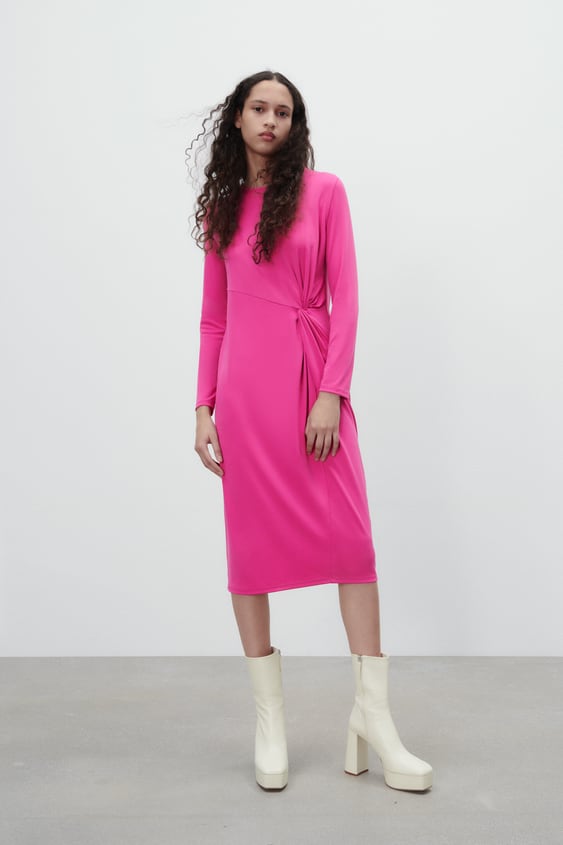 MIDI DRESS WITH FRONT TIE