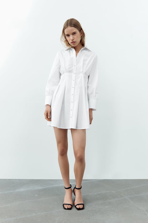 PEARL APPLIQU POPLIN DRESS