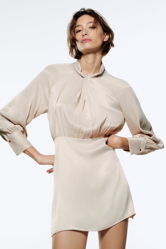 KNOTTED SATIN EFFECT DRESS