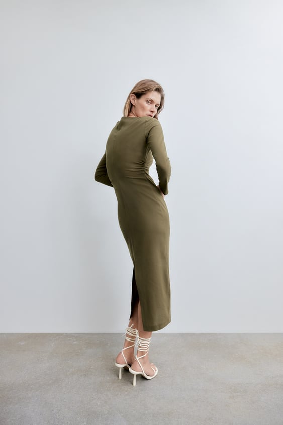 PLEATED WOOL DRESS