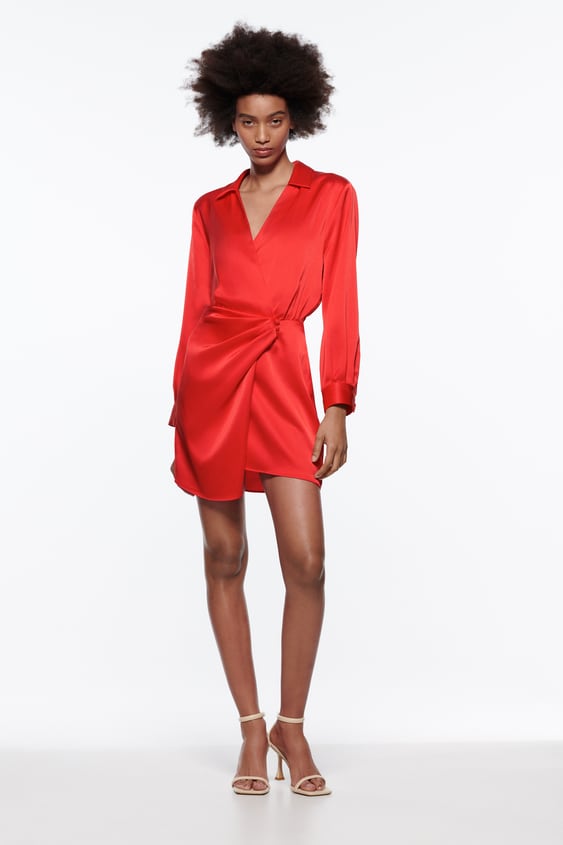 SATIN EFFECT WRAP DRESS