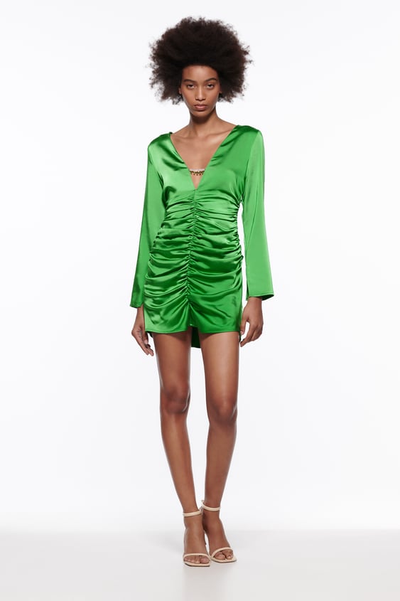 JEWEL TRIM DRAPED DRESS
