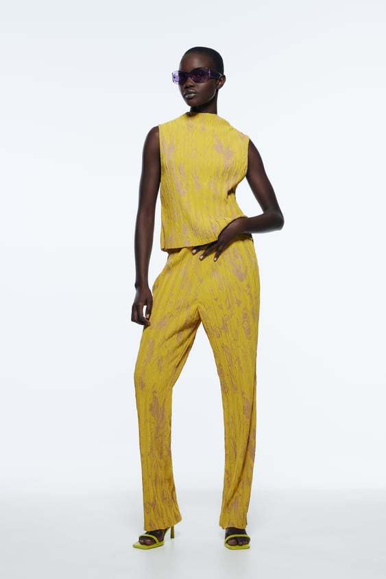 SLIT JACQUARD PANTS