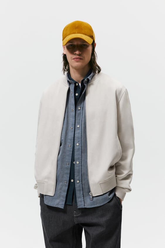 FAUX SUEDE BOMBER JACKET