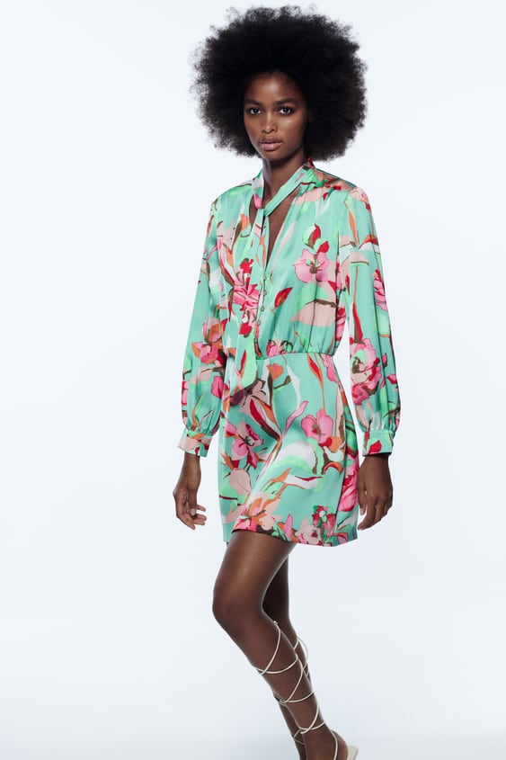 FLORAL PRINT BOW DRESS