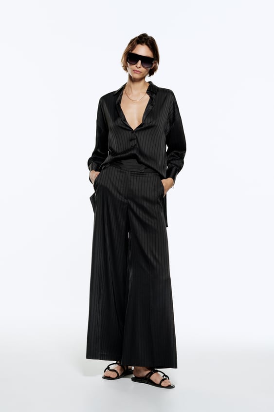 SATIN EFFECT STRIPED PANTS