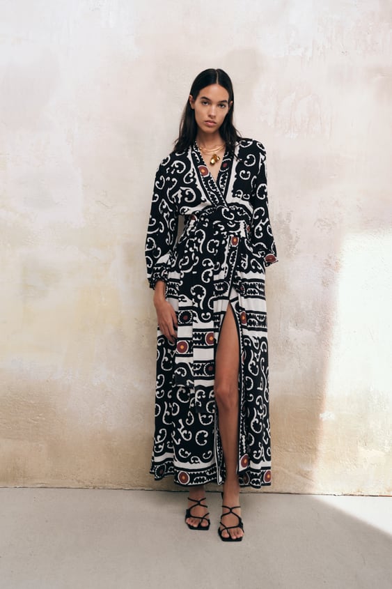 PRINTED WRAP-STYLE DRESS