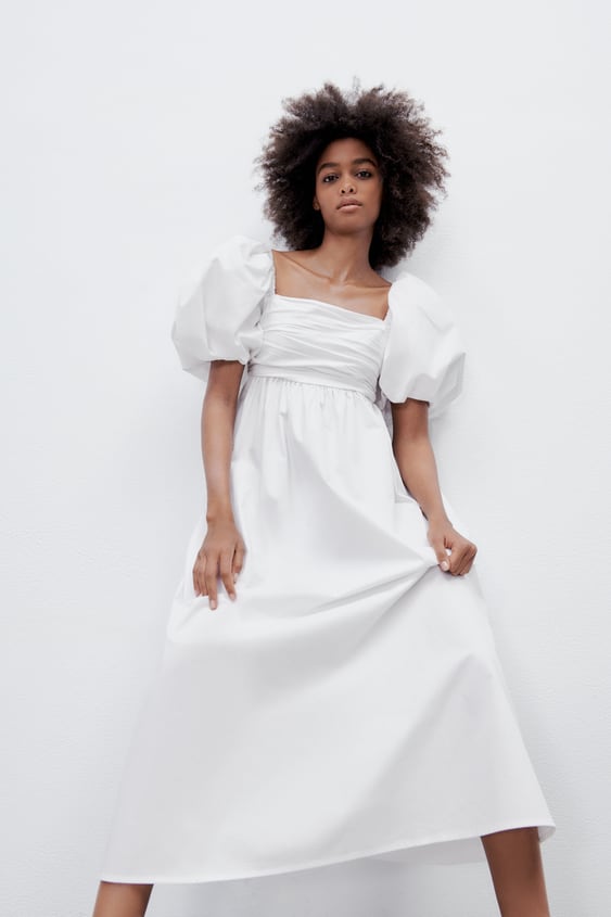 DRAPED POPLIN DRESS