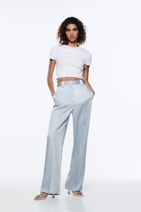 MENSWEAR STYLE SATIN EFFECT PANTS