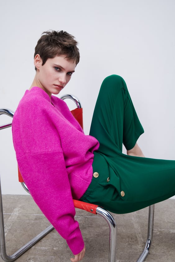 BUTTONED STRAIGHT LEG PANTS