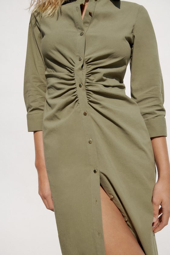 SHIRT DRESS WITH RUCHING