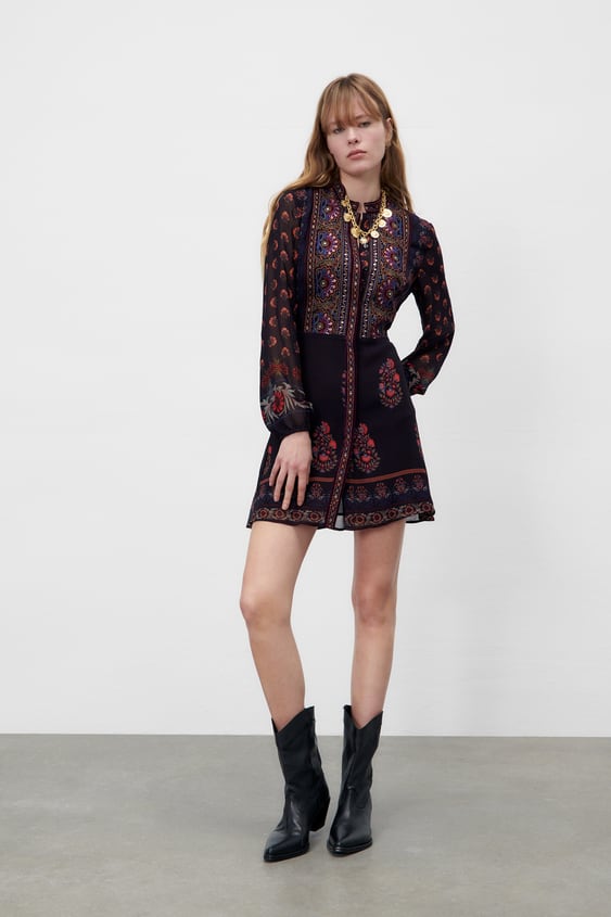 DRESS WITH EMBROIDERED YOKE