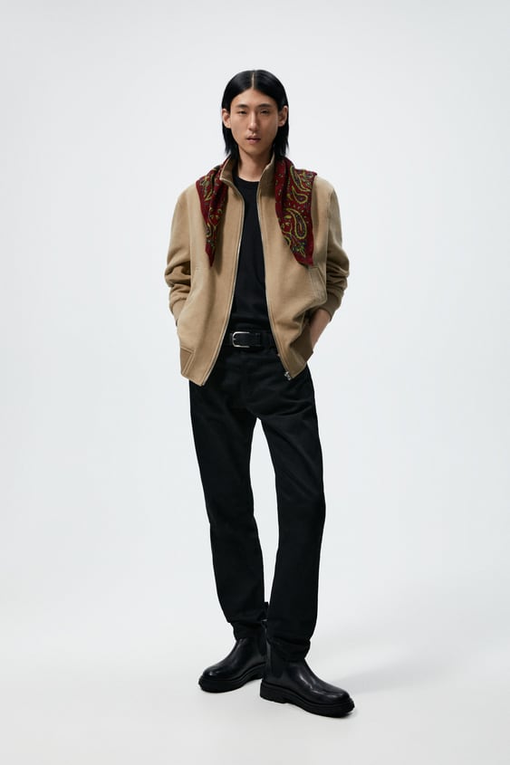 BRUSHED COTTON BOMBER JACKET