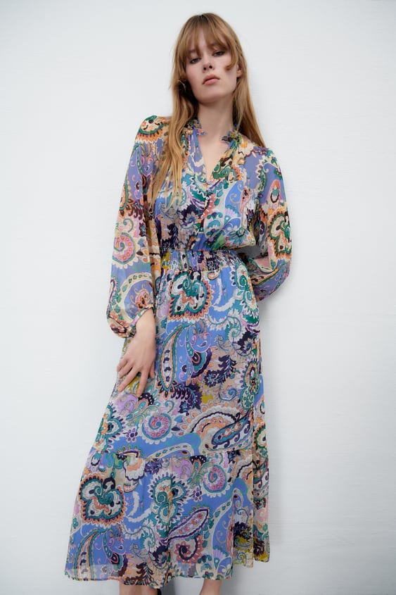 PRINTED MIDI DRESS