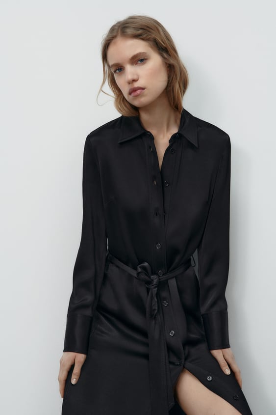 SATIN EFFECT SHIRT DRESS