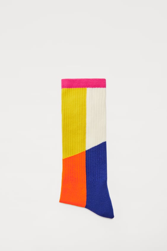 COLOR BLOCK RIB SOCKS