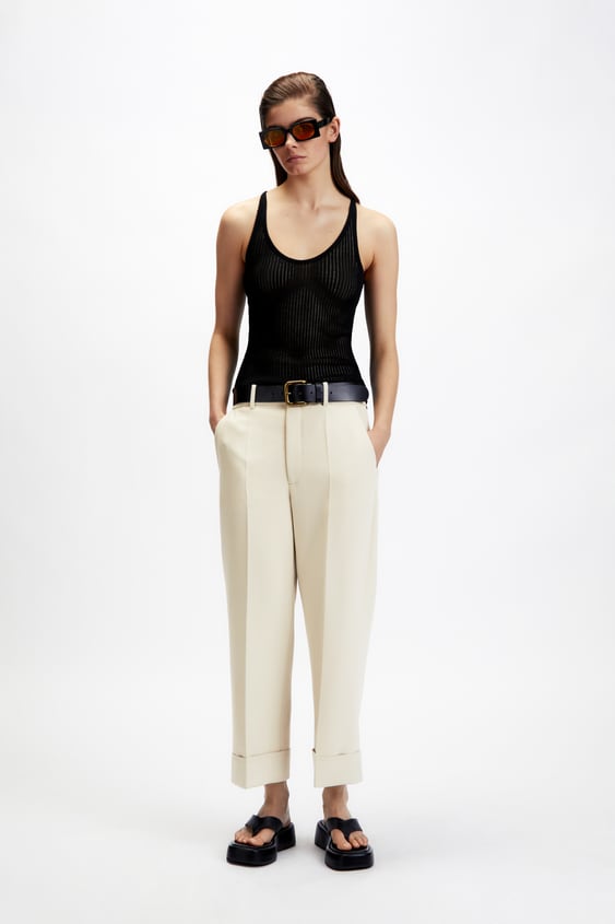 STRAIGHT LEG PANTS WITH TOPSTITCHING
