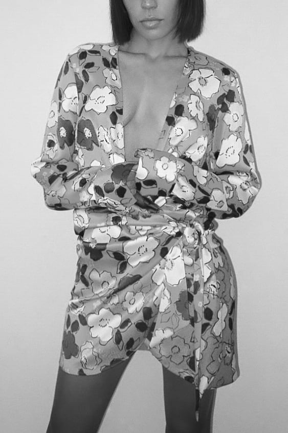 FLORAL SATIN DRESS