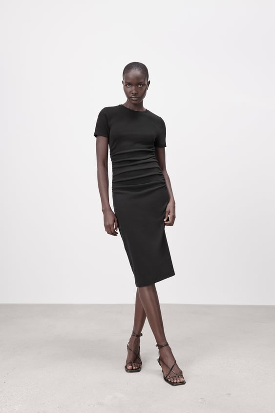 RUCHED RIB DRESS