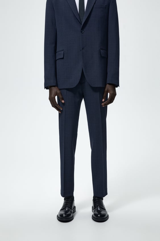STRETCH PLAID SUIT PANTS
