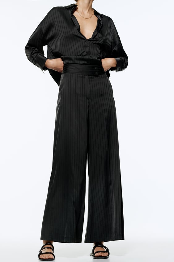SATIN EFFECT STRIPED PANTS