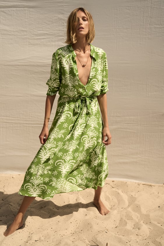BELTED PRINTED DRESS