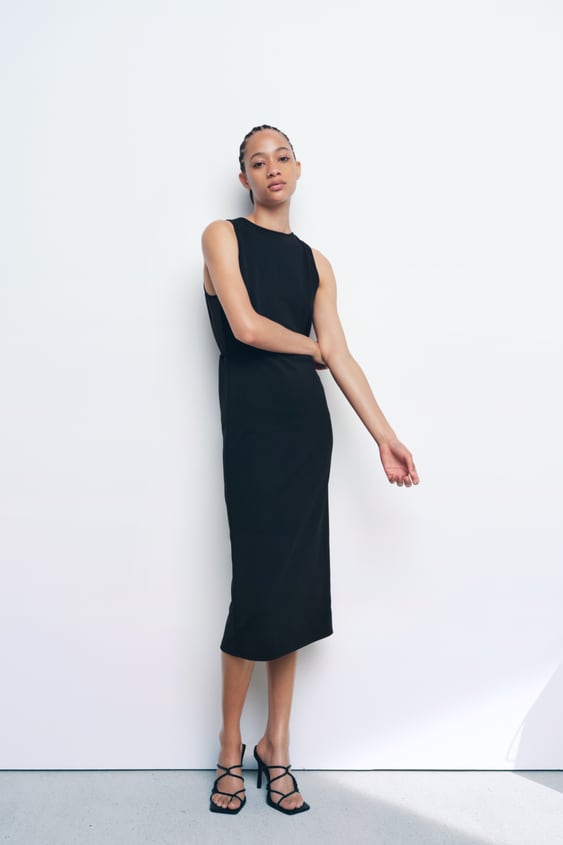 CONTRASTING MIDI DRESS