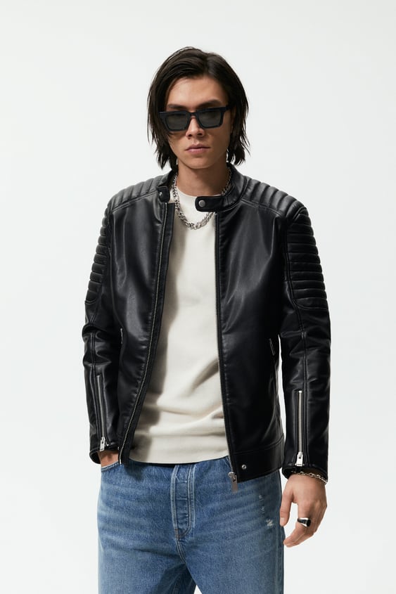 FAUX LEATHER BIKER JACKET