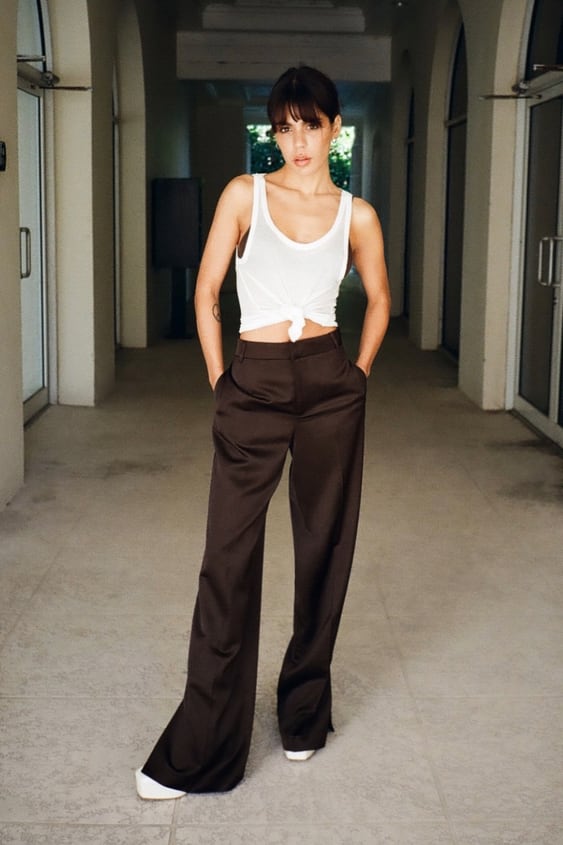 FULL LENGTH SATIN EFFECT PANTS