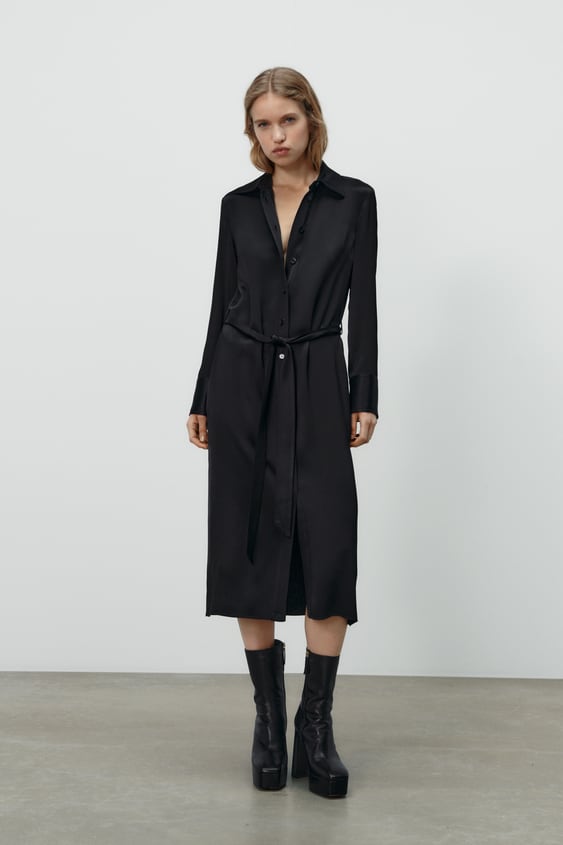 SATIN EFFECT SHIRT DRESS