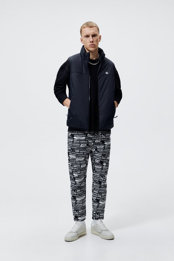TEXT PRINT CARGO PANTS
