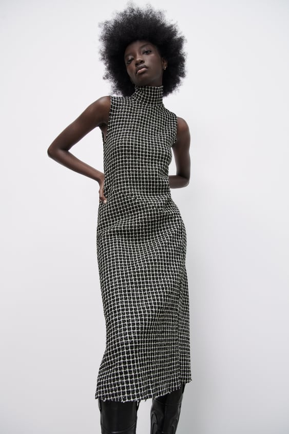 GINGHAM KNIT DRESS