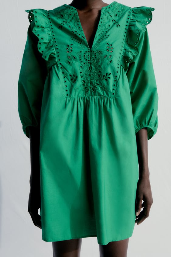 FLOUNCED POPLIN DRESS