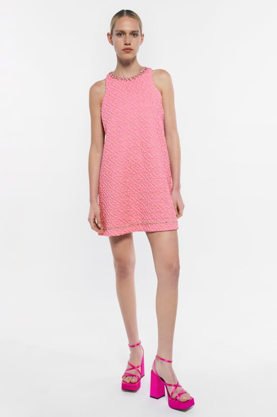 JEWEL TRIM MINI DRESS