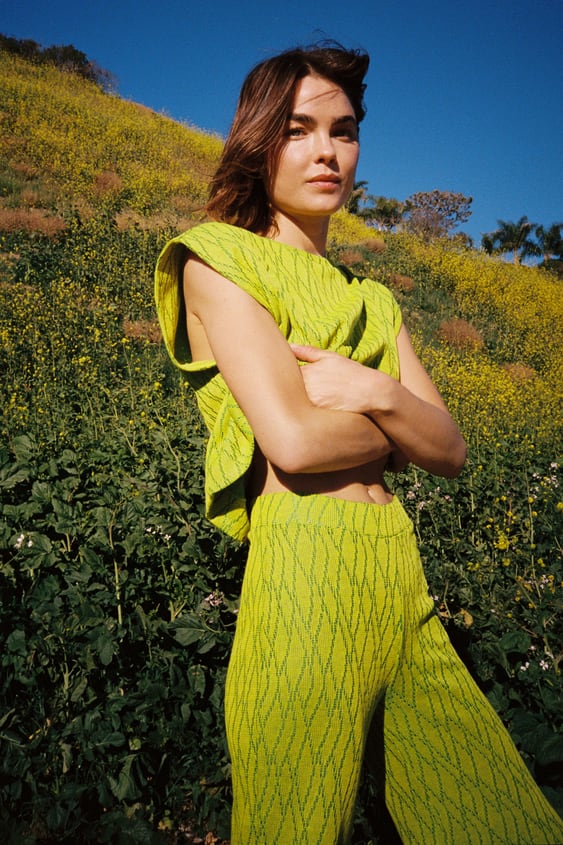 WIDE LEG JACQUARD PANTS