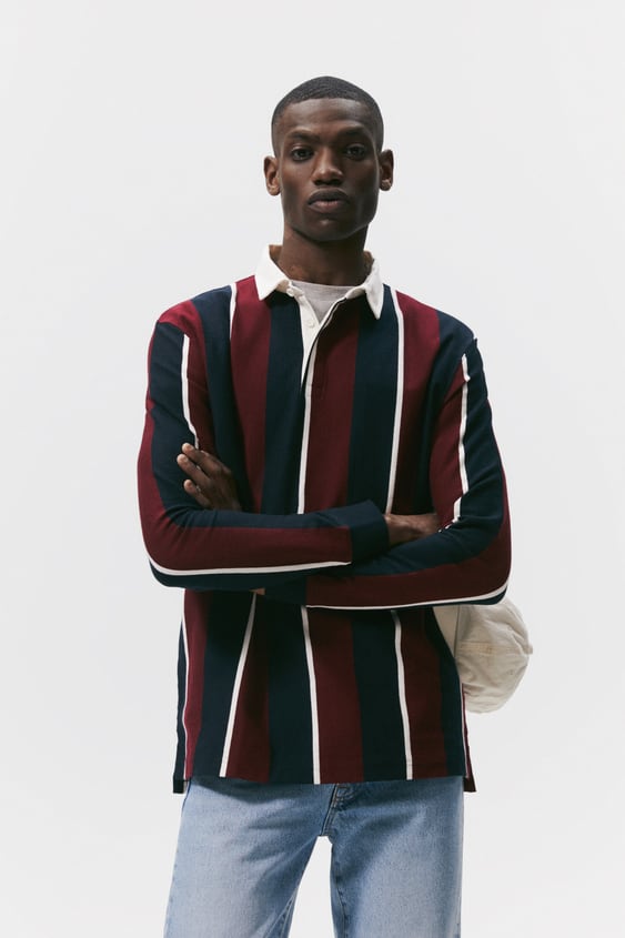 STRIPED POLO SWEATSHIRT