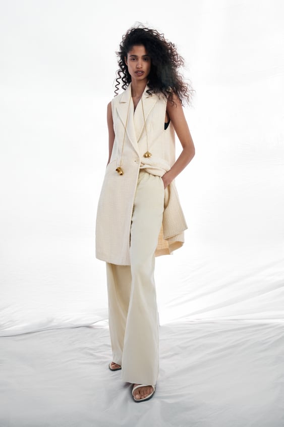 LINEN BLEND PLEATED PANTS